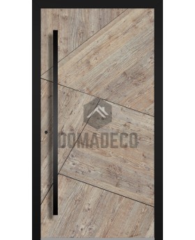 LIM WOODLINE 3 - porte d'entrée en aluminium recouverte d'une imitation bois sapin platine