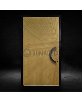Porte avant en aluminium à charnières avec texture dorée en métal fraisé
