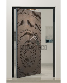Porte avec texture bronze en métal fraisé