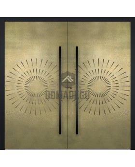 LIM M12 double - Double porte battante en aluminium avec texture dorée du métal fraisé