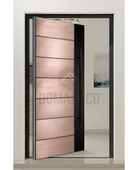 PIVOT M15 - porte pivotante en aluminium avec texture cuivrée en métal fraisé