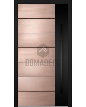 Porte d'entrée en aluminium avec texture cuivrée en métal fraisé
