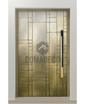 PIVOT M18 - porte pivotante en aluminium avec texture en laiton jaune de métal fraisé