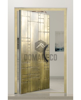 PIVOT M18 - porte pivotante en aluminium avec texture en laiton jaune de métal fraisé