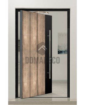 PIVOT M19 - porte d'entrée pivotante en aluminium avec texture nickel doré en métal fraisé