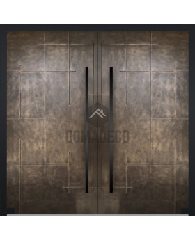 LIM M24 double - porte double à charnières en aluminium avec métal liquide en bronze