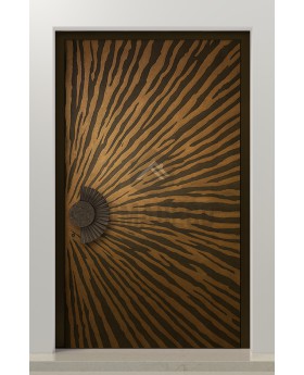 PIVOT M29 - porte pivotante en aluminium avec texture brune de métal fraisé