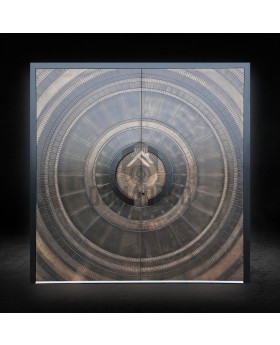 Porte double en aluminium avec finition métal liquide brun