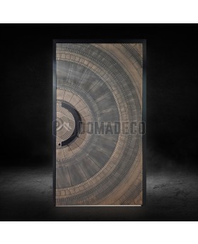 Porte d'entrée à charnières avec texture bronze en métal fraisé