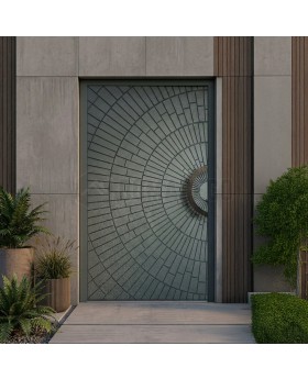 Porte battante d'entrée avec métal liquide à base de zinc