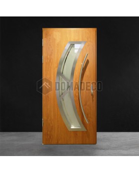Porte simple extérieure en métal doré chêne
