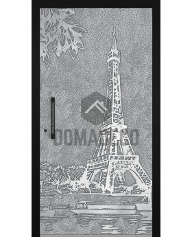 Porte d'entrée en aluminium avec texture Tour Eiffel en métal fraisé