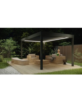 Pergola autoportante bioclimatique étanche en aluminium avec toit rétractable
