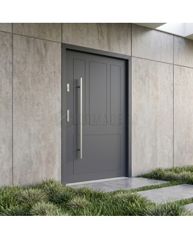 porte d'entrée contemporaine en acier anthracite