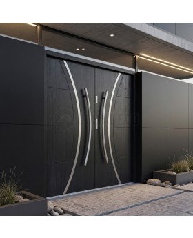 Porte d'entrée noire haut de gamme en double métal