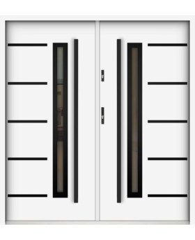 Sta Picard Double Noir - porte d'entrée double en acier inoxydable avec cadre noir autour du verre