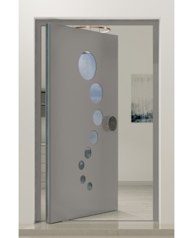 PIVOT 12E - Porte pivotante en aluminium avec fenêtres circulaires