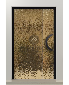 PIVOT B2 - porte pivotante en aluminium recouverte d'une feuille d'acier inoxydable dorée