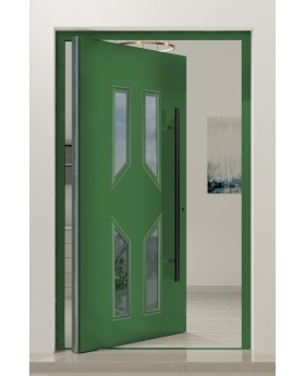 PIVOT CL11 - porte pivotante traditionnelle en aluminium vitrée avec cadre décoratif