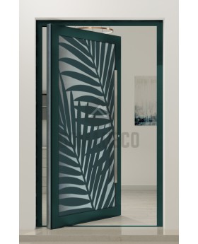 PIVOT G3 - Porte pivotante en aluminium avec façade en verre et panneau décoratif