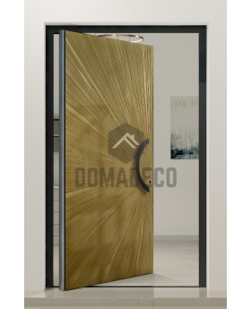 PIVOT M8 - porte pivotante en aluminium avec texture dorée en métal fraisé