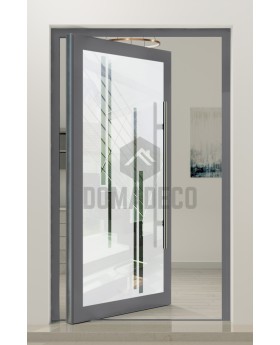 PIVOT Glass S10 - porte pivotante en aluminium dépoli avec décor transparent