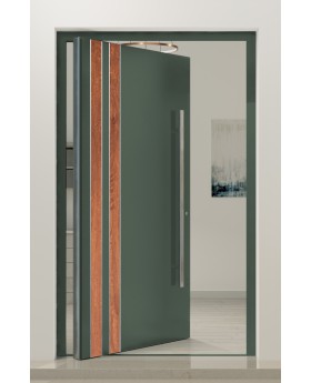 PIVOT V28 - porte d'entrée en aluminium avec décor bois