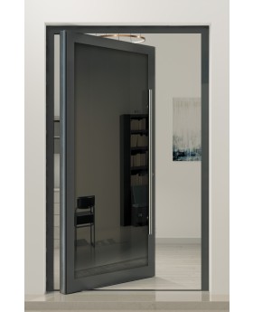 PIVOT VL19 - Porte pivotante en verre Lacobel recouvert d'une peinture aluminium de haute qualité