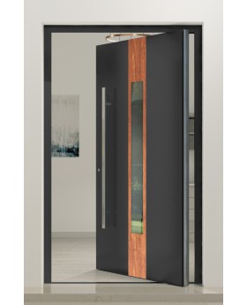 PIVOT V08 - porte d'entrée en aluminium avec décor bois