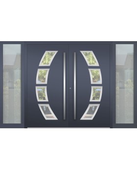 Porte double LIM en aluminium avec panneau vitré gauche et droit / vitrage latéral