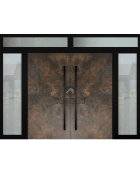 Porte double LIM en aluminium avec panneau vitré à gauche, à droite et en haut