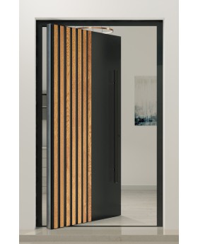 PIVOT RAIL3 - porte pivotante en aluminium avec lattes verticales en profilés d'aluminium