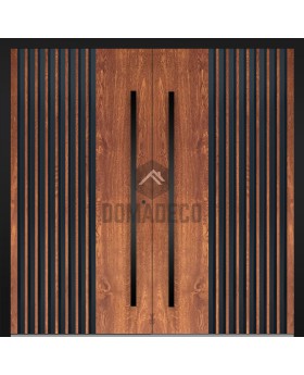 LIM RAIL6 double - porte d'entrée double en aluminium avec lames verticales noires en profilés d'aluminium