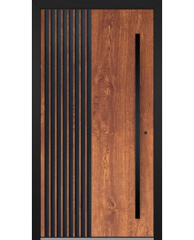 LIM RAIL6 - porte d'entrée en aluminium avec lames verticales noires en profilés d'aluminium