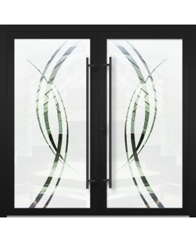 LIM GLASS double S – double porte dépolie en aluminium avec motif transparent