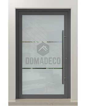 PIVOT Glass S2 - porte pivotante en aluminium dépoli avec deux bandes transparentes