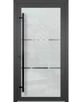 LIM Glass S2 - porte principale givrée avec deux bandes transparentes