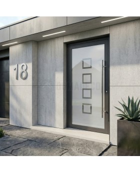 Porte d'entrée en sable anthracite avec décor transparent