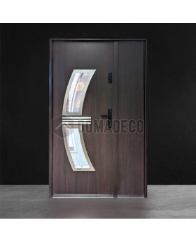 Porte d'entrée extérieure en wengé à vendre avec panneau latéral