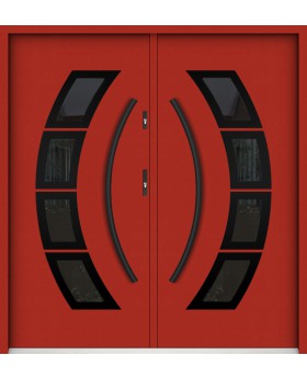 Sta Taurus Double noir - porte double extérieure métallique haute sécurité avec vitrage et cadre noir