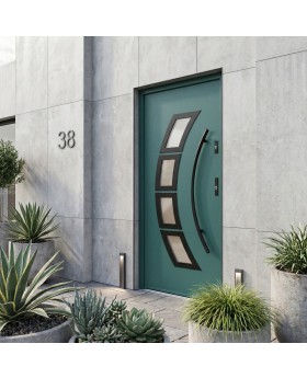Porte d'entrée en acier vert