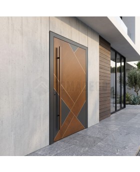 LIM V10 - porte d'entrée en aluminium avec finition bois