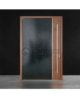 Porte d'entrée pivotante en aluminium avec décor en bois