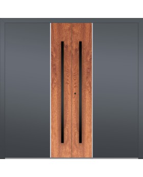 LIM v22 double - porte d'entrée double en aluminium avec décor bois