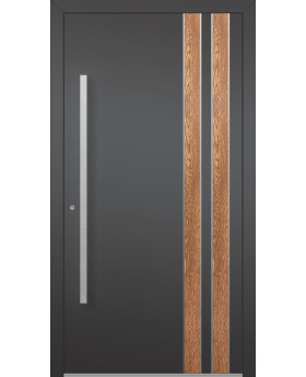 LIM V28 - porte d'entrée en aluminium avec décor en bois