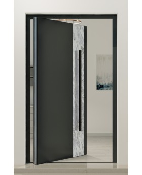 PIVOT V41 - pivot de porte d'entrée en aluminium avec texture pierre blanche