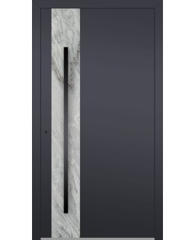 LIM V41 - porte d'entrée en aluminium recouverte d'une texture de pierre blanche