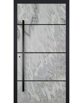 LIM V42 - porte d'entrée en aluminium recouverte d'une texture de pierre blanche