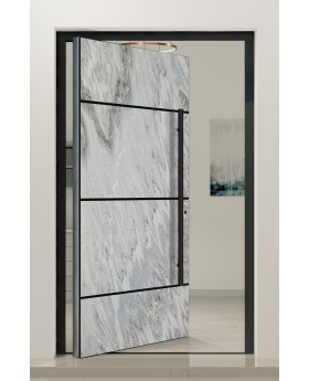 PIVOT V42 - pivot de porte d'entrée en aluminium avec texture pierre blanche