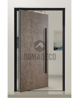 PIVOT V53 - porte pivotante en aluminium rouillé recouverte de quartz fritté rouillé